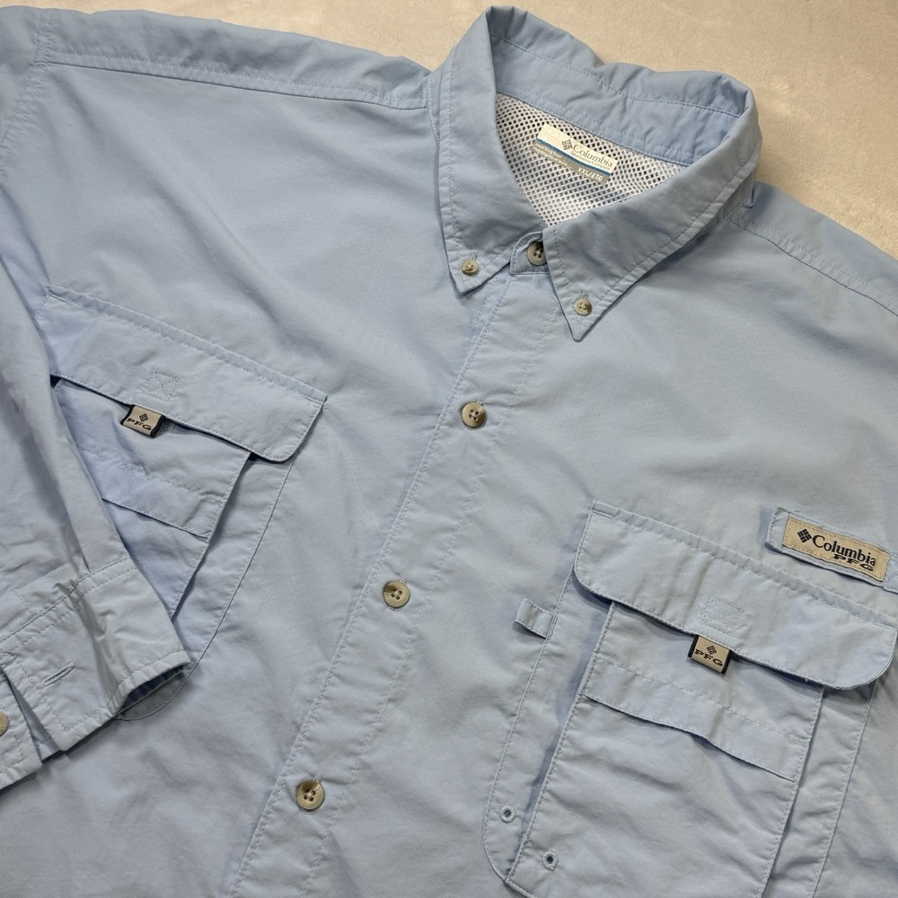 Columbia PFG Omni-Shade Fishing Shirt Blue Vented Mens XXL